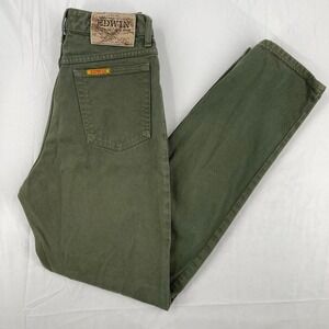Vintage Japanese Straight Leg Jeans Green Denim RARE Edwin 29 x 32 Utility Work